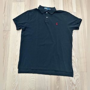 Polo Ralph Lauren Custom Fit Polo Shirt Size XL Short Sleeve Black Red logo